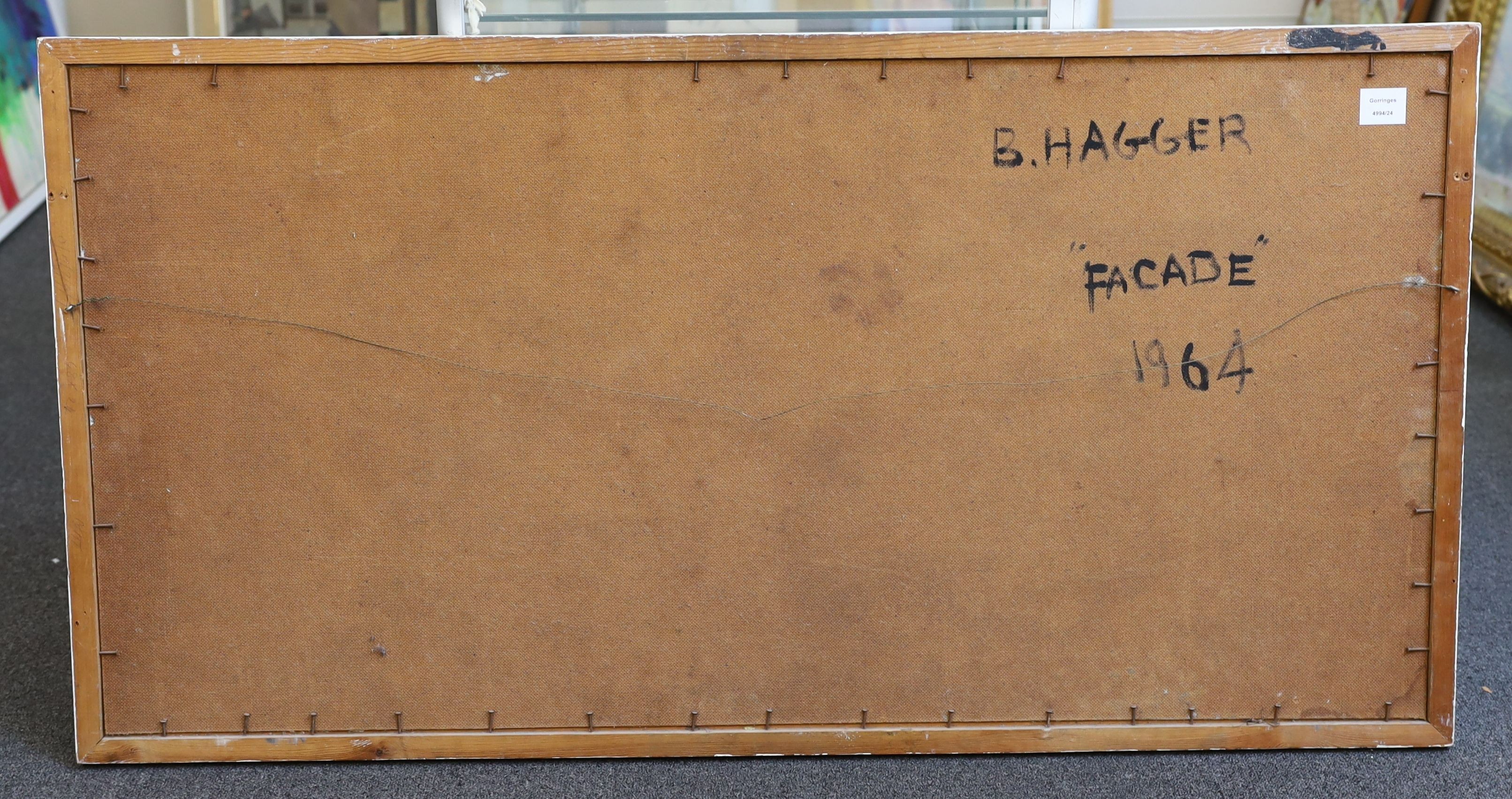 Brian Hagger (1935-2006), 'Façade', oil on board, 60 x 121cm